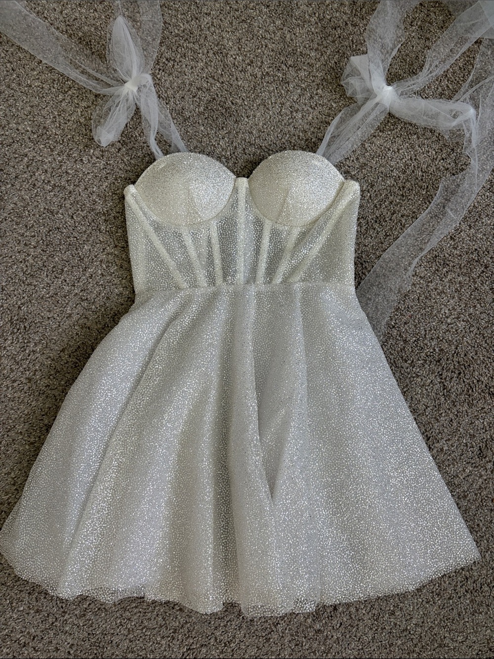 Rosie Etienne Strapless Sparkle Mini Dress - White - Picture 4 of 4